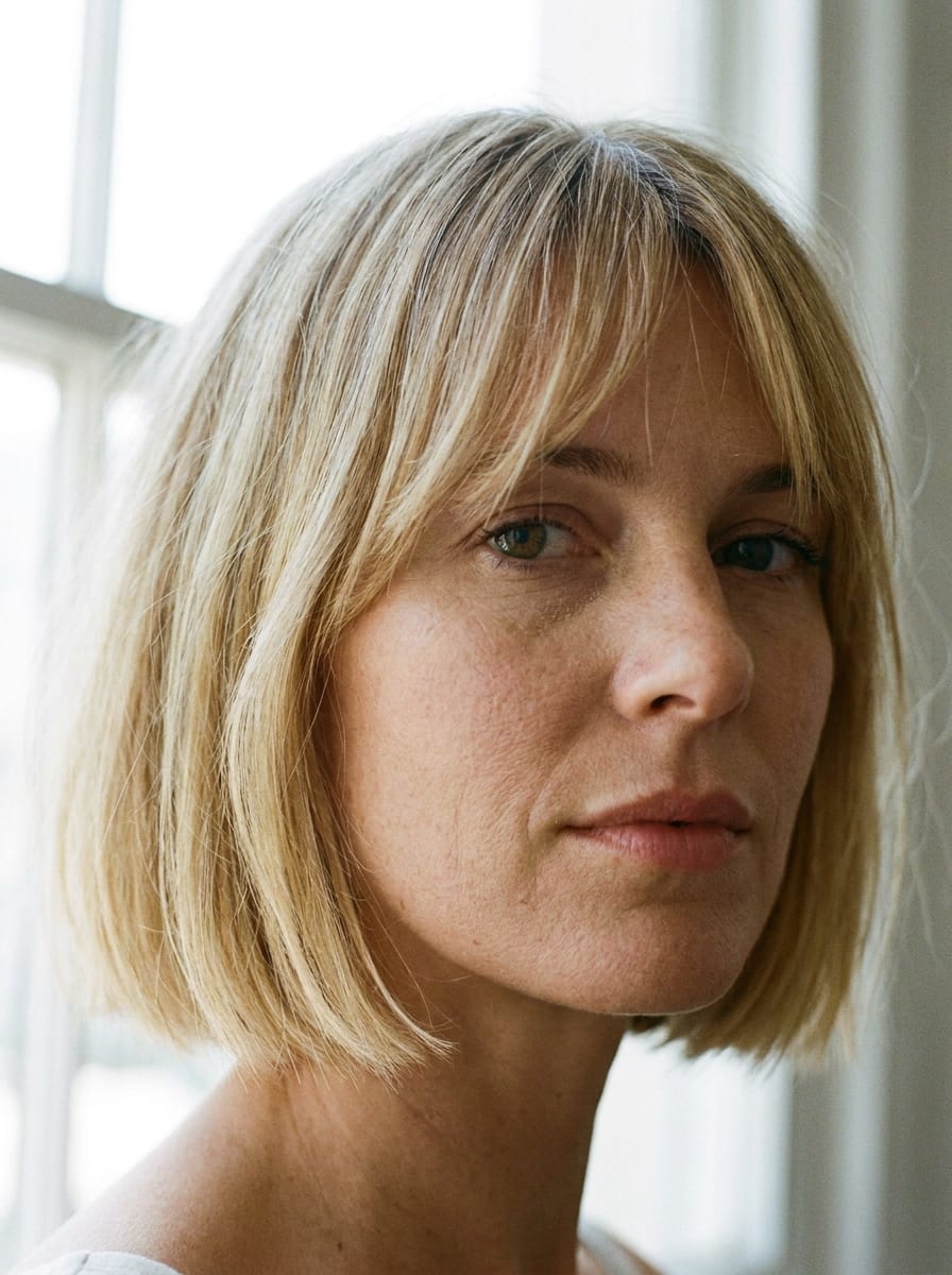 Blonder Bob mit weichem Pony - Blonde Kurzhaarfrisur